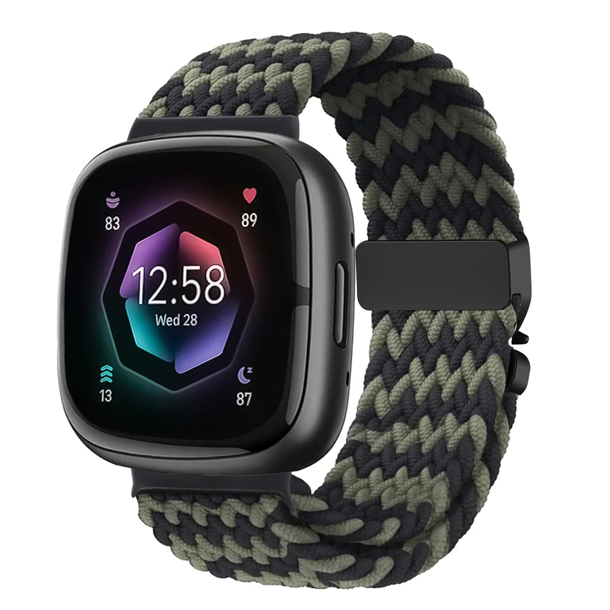 Fitbit Versa 4, Versa 3, Sense 2 & Sense Braided Band, Parachute Clip