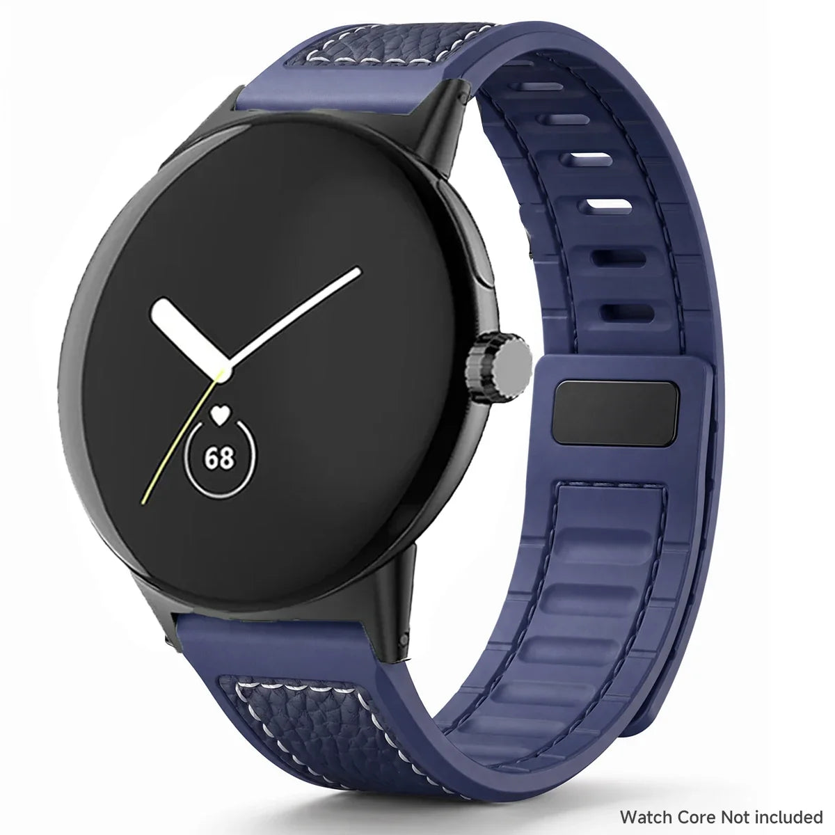Google Pixel Watch 5, 4 & 3 45mm Litchi Leather Magnetic Band