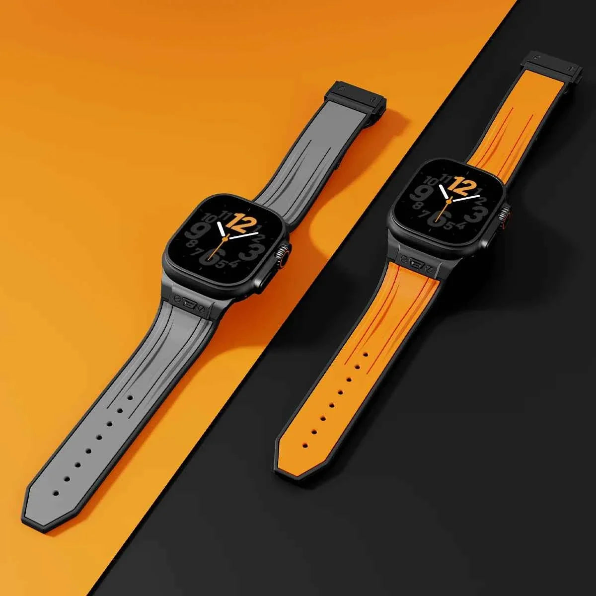 Luxury Sport Silicone Strap for Apple Watch Ultra 3/2 49mm – Series 11/10/9/8/7/6/SE 46/45/44/42mm