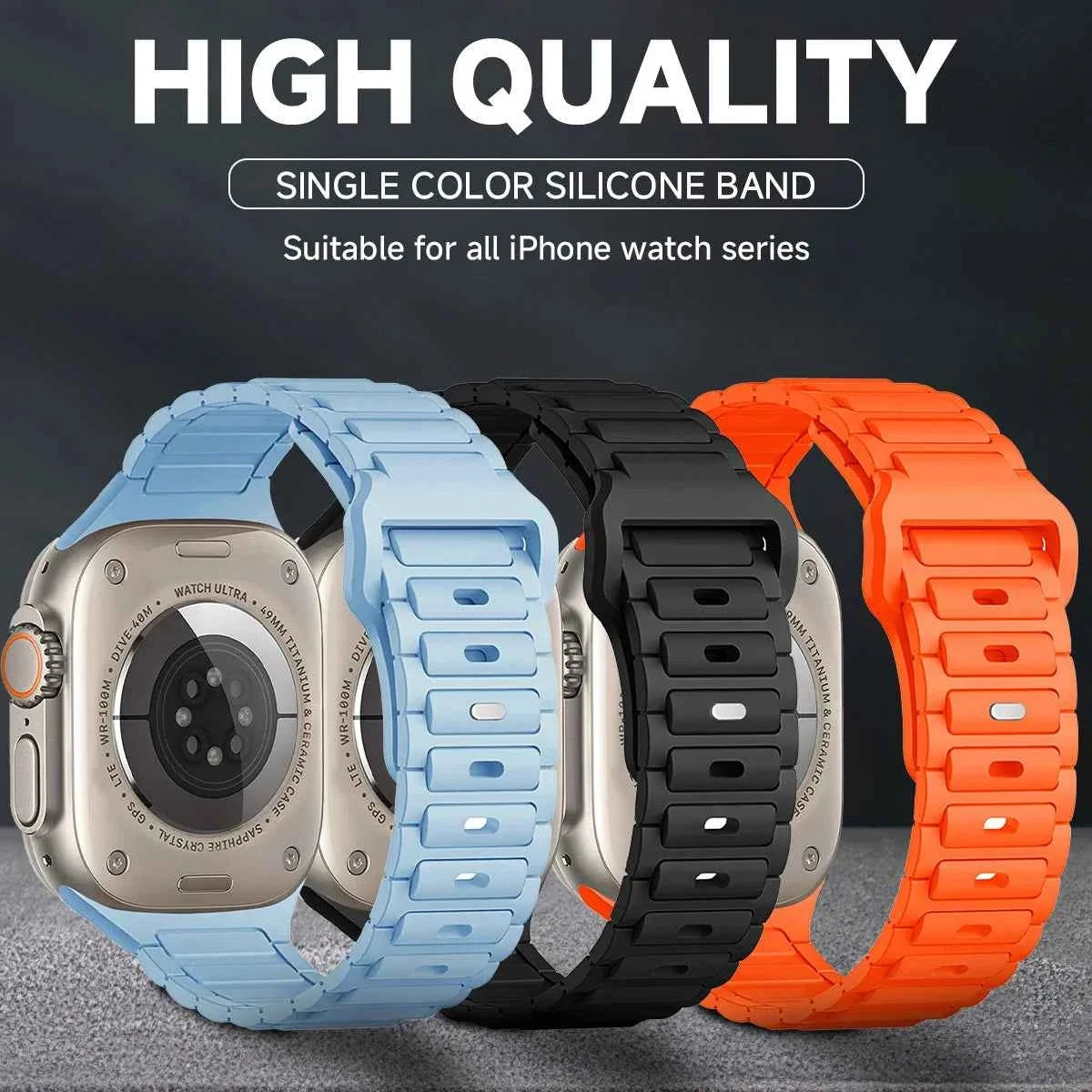 Silicone Strap for Apple Watch Ultra 3/2/1 49mm – Series 11/10/9/8/7/6/SE/5/4 46/45/44/42/41/40mm