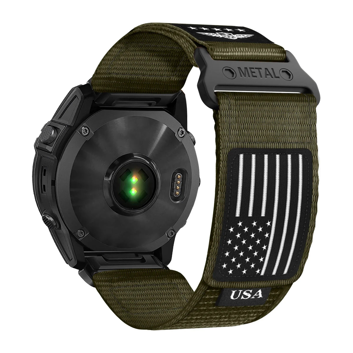 Garmin QuickFit 20/22/26mm Nylon Band with USA Flag Patch