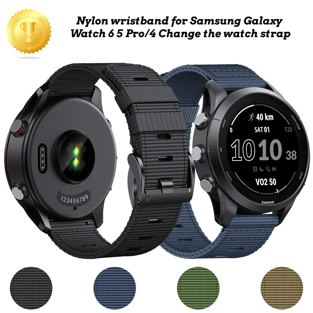 Amazfit Balance, GTR, GTS & Bip Woven Nylon Band, Black Buckle