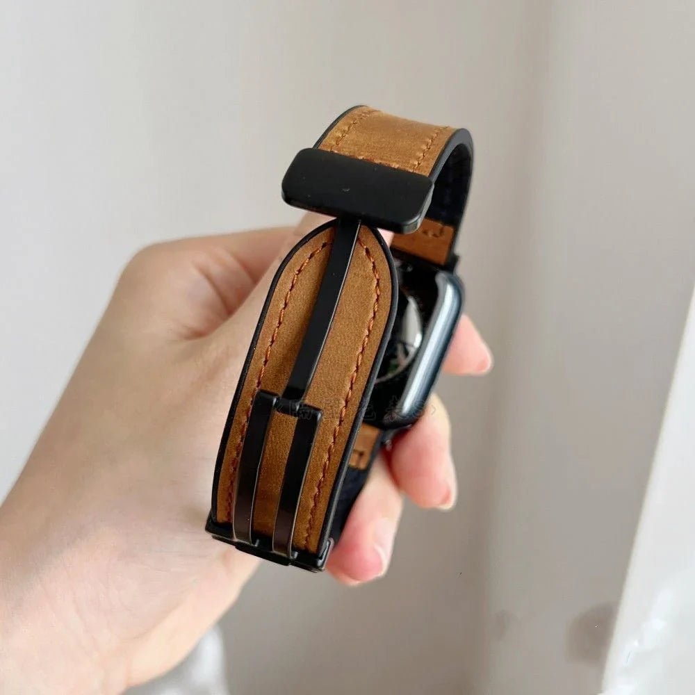 Google Pixel Watch 5, 4 & 3 Leather & Silicone Band, Magnetic Clasp