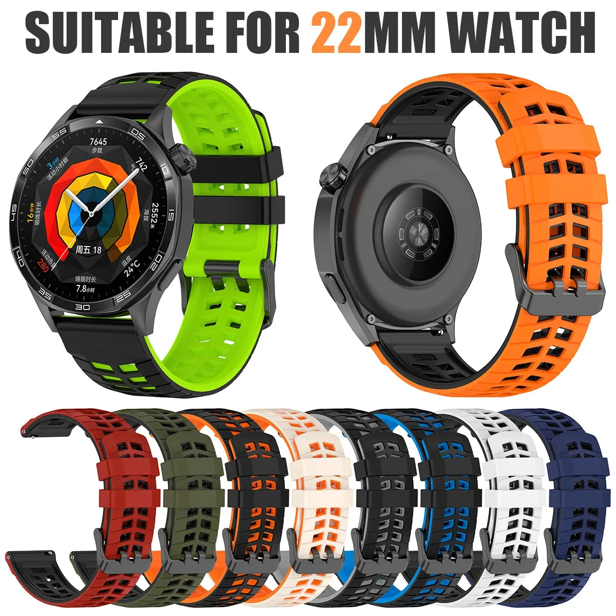 22mm Breathable Silicone Band for Huawei Watch GT6 / GT5 / GT4 / GT3 Pro