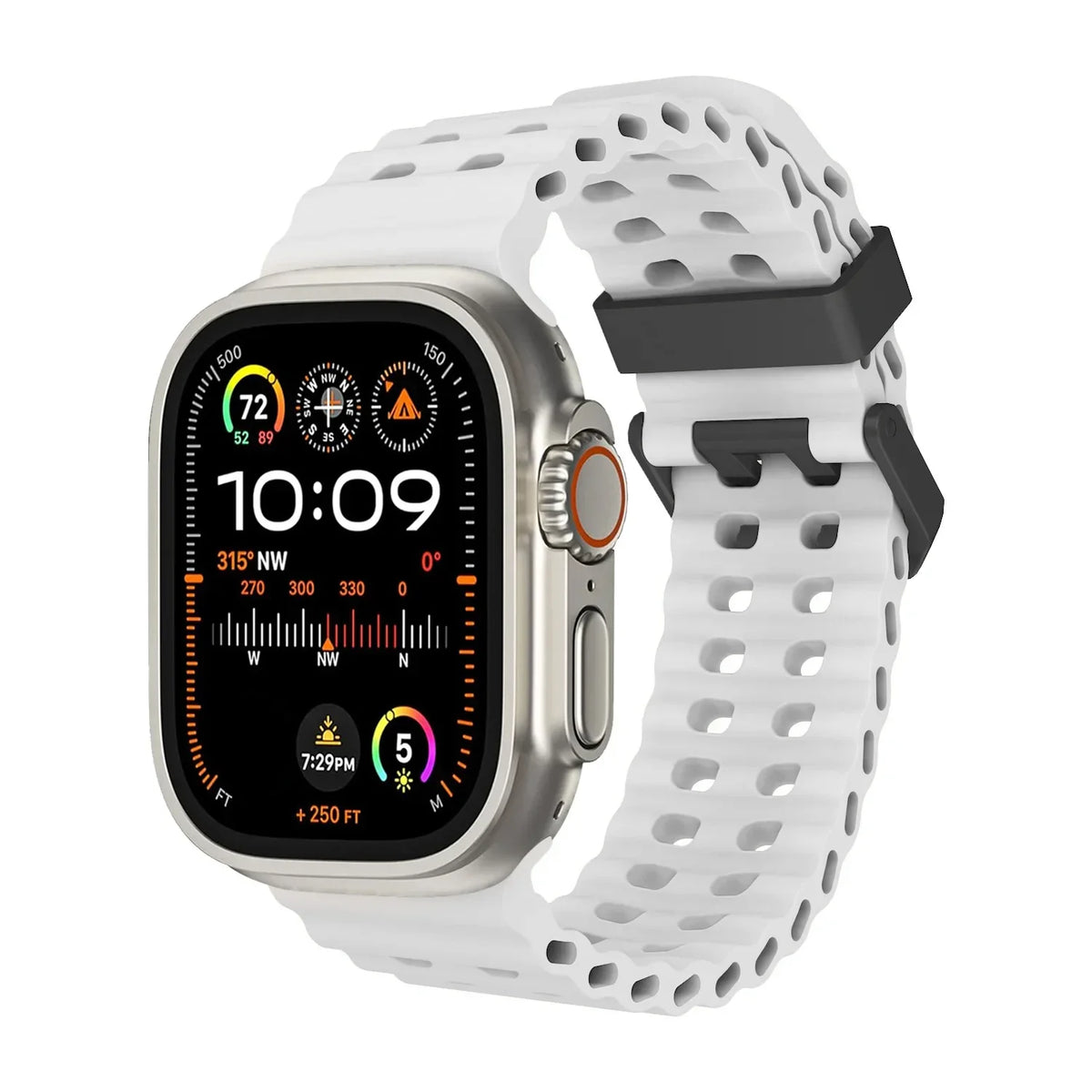 Ocean Sport Silicone Strap for Apple Watch Ultra 1/2/3 49mm – Series 11/10/9/8/7/6/SE/5 46/45/44/42mm