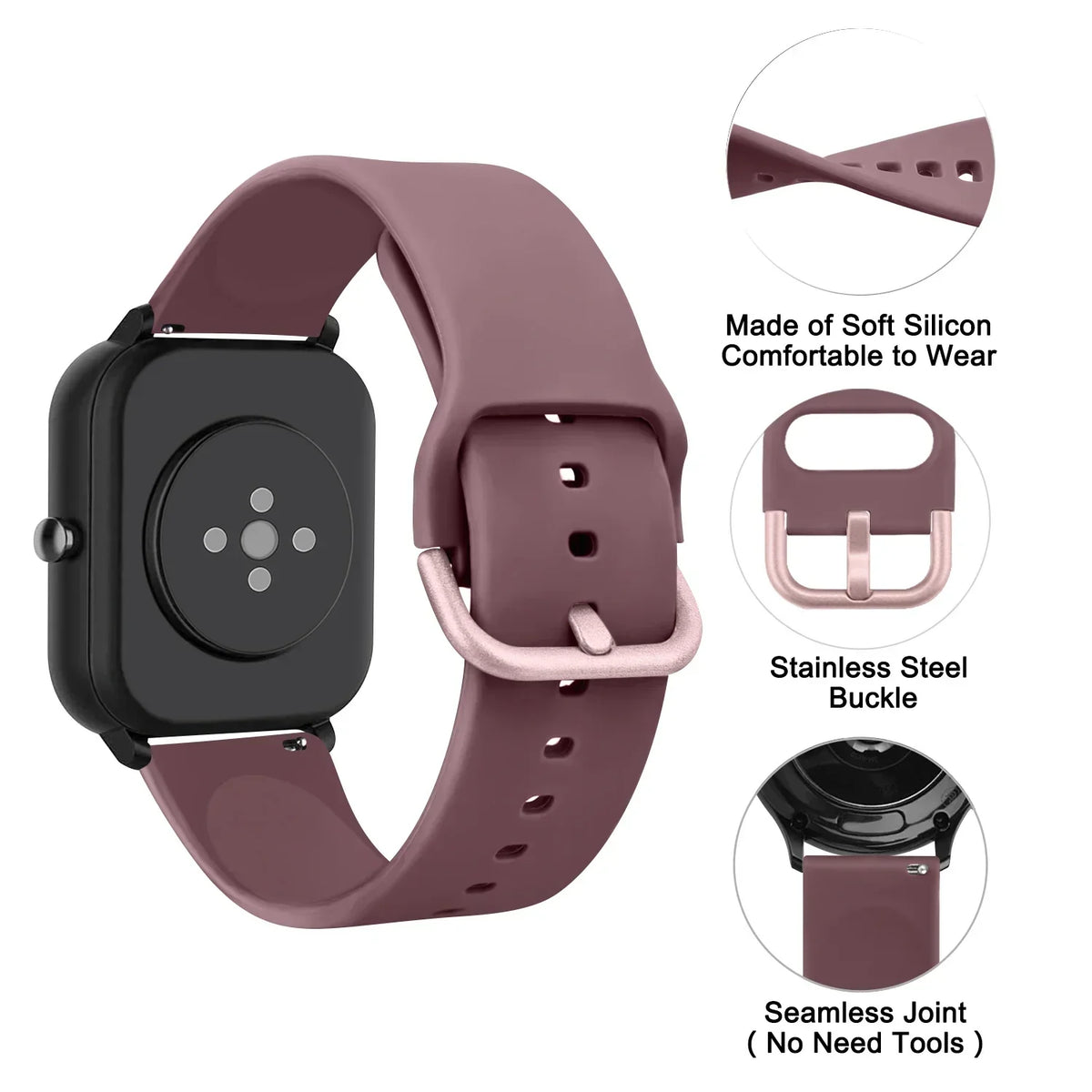 OnePlus Watch Soft Silicone Band with Metal Buckle, 18 Colors