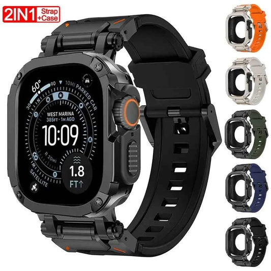 Silicone Band + TPU Case for Apple Watch – Series 11/10/9/8/7/6/SE & Ultra 1/2/3 | 44–49mm