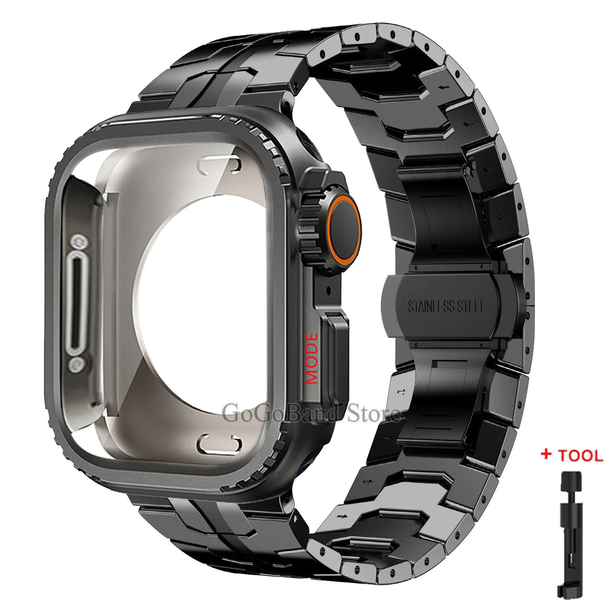 Metal Case + Stainless Steel Band for Apple Watch – Ultra 1/2 & Series 10/9/8/7/6/SE | 42–49mm