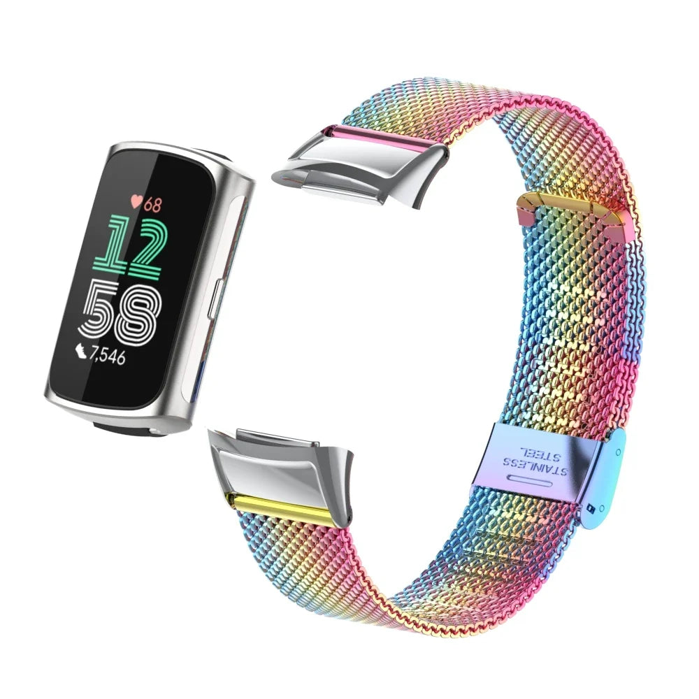 Fitbit Charge 5 & 6 Stainless Steel Mesh Band with Clasp