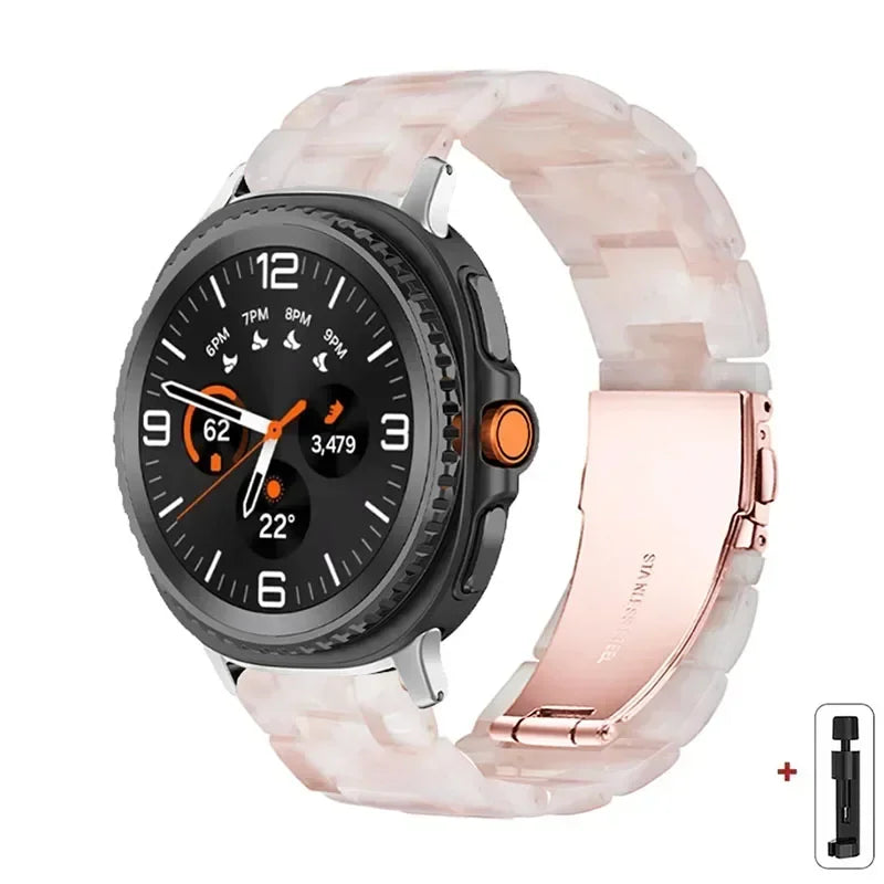 Samsung Galaxy Resin Link Watch Band - Tortoise Women Watch8/Watch8 Classic/Watch9 Ultra/Ultra2