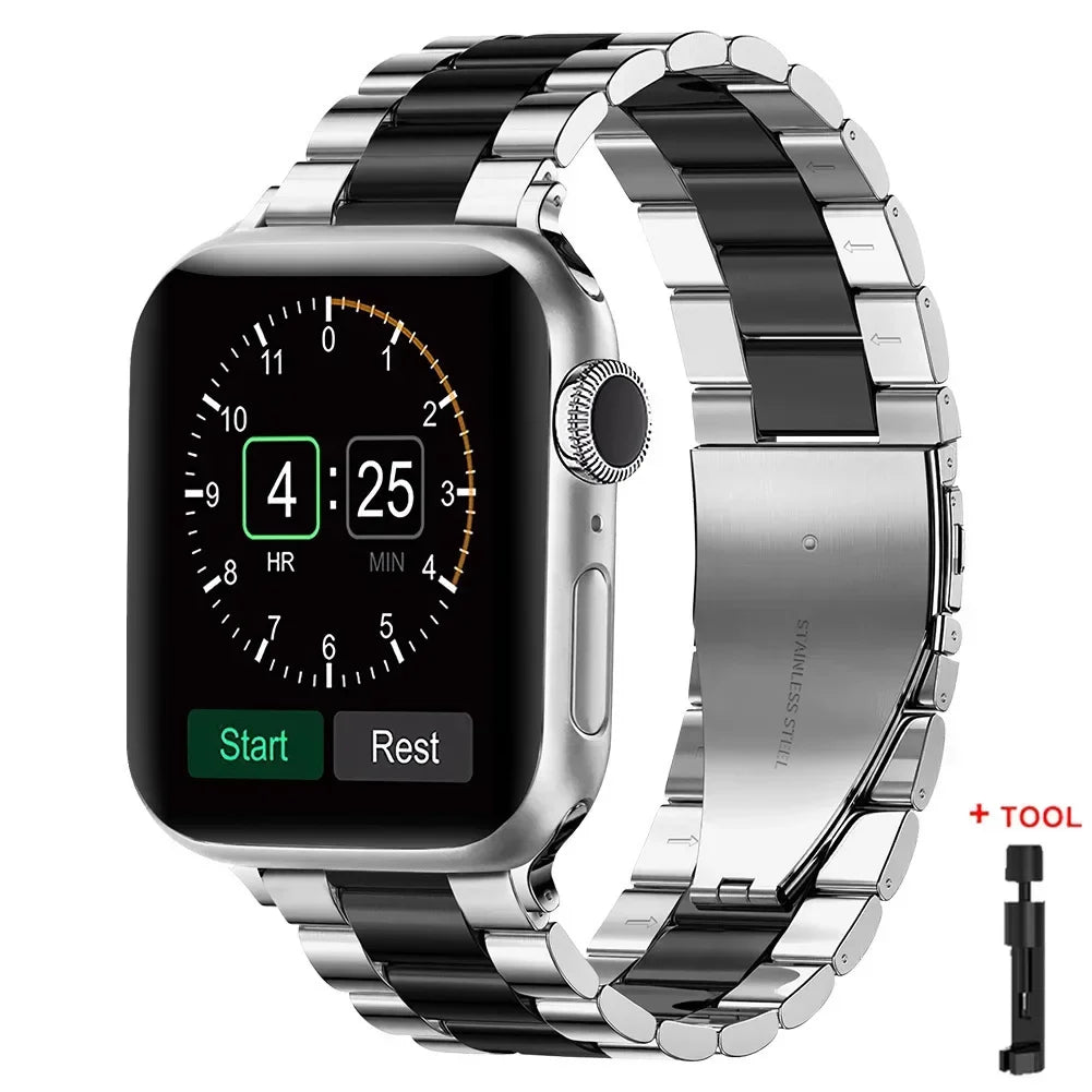 Stainless Steel Apple Watch Band – Metal Bracelet | Series 11/10/9/8/7/6/SE & Ultra 1/2/3 | 38–49mm