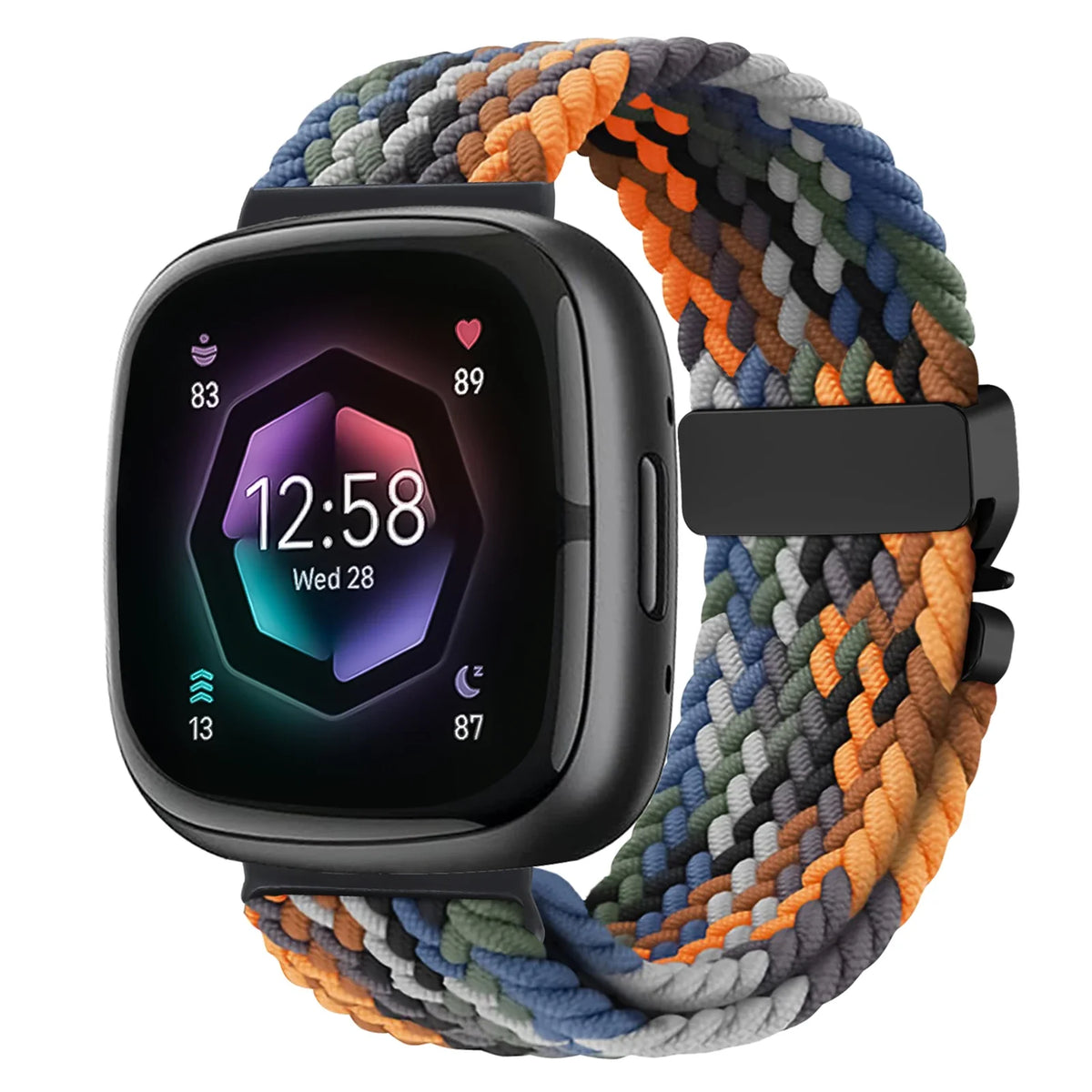 Fitbit Versa 4, Versa 3, Sense 2 & Sense Braided Band, Parachute Clip