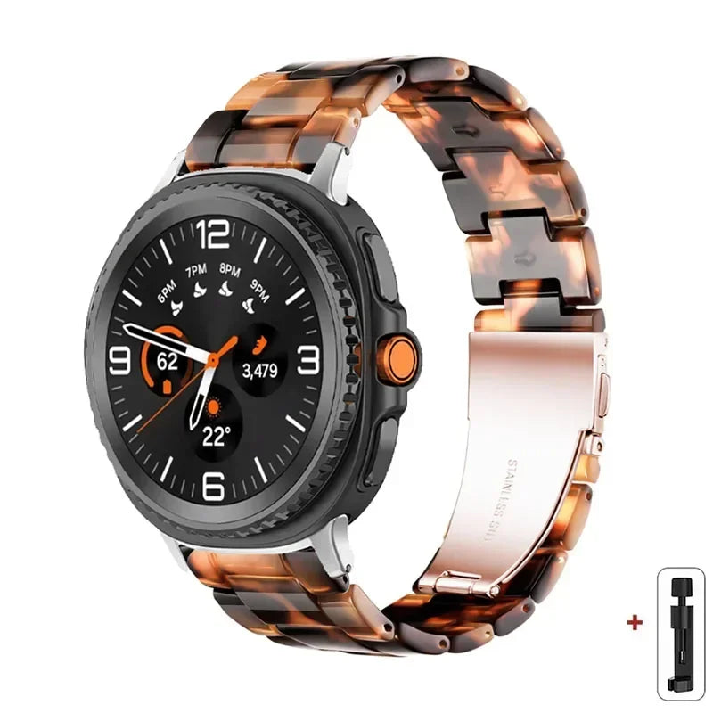 Samsung Galaxy Resin Link Watch Band - Tortoise Women Watch8/Watch8 Classic/Watch9 Ultra/Ultra2
