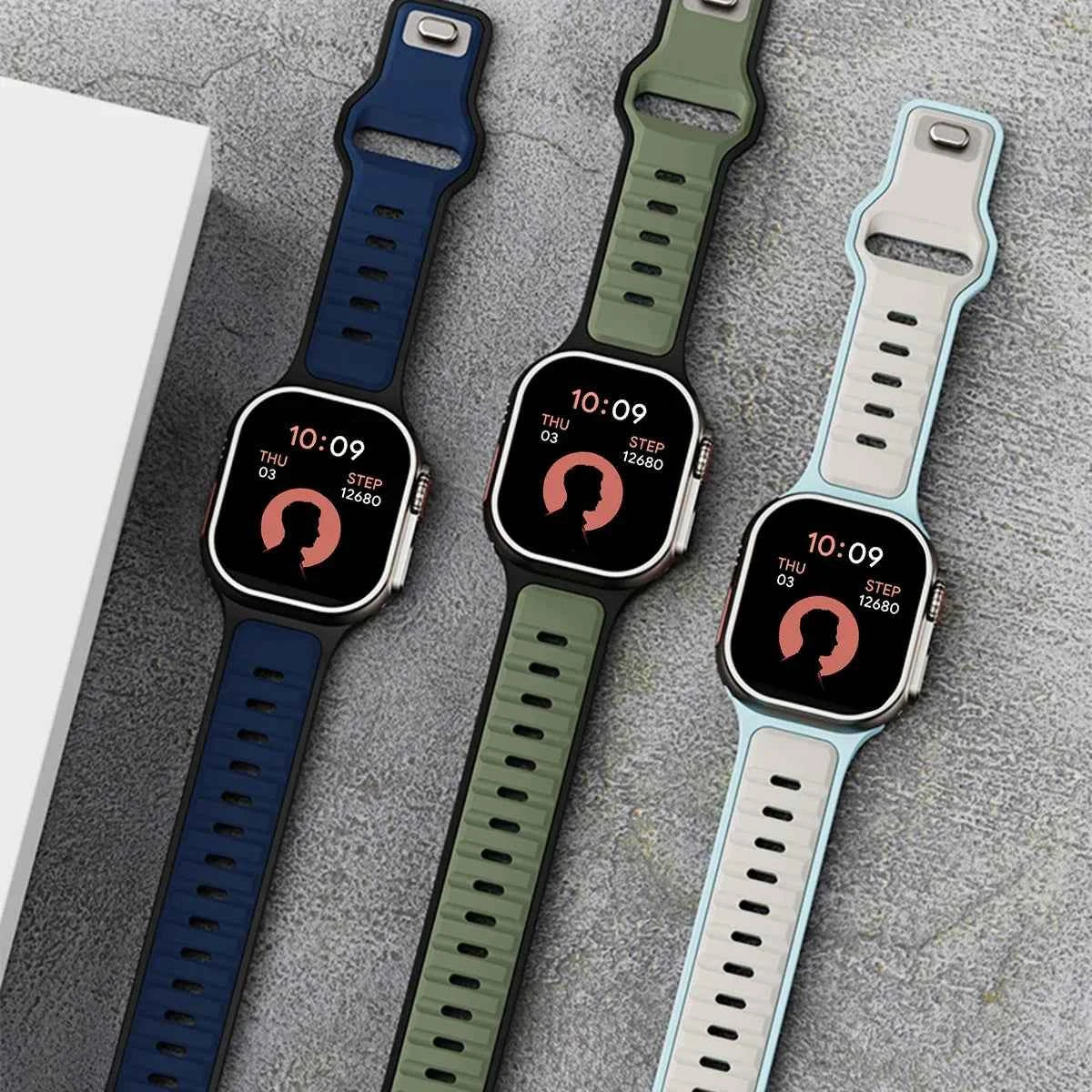 Sport Silicone Apple Watch Band – Dual-Tone | Series 11/10/9/8/7/6/SE & Ultra 1/2/3 | 44/45/46/49mm