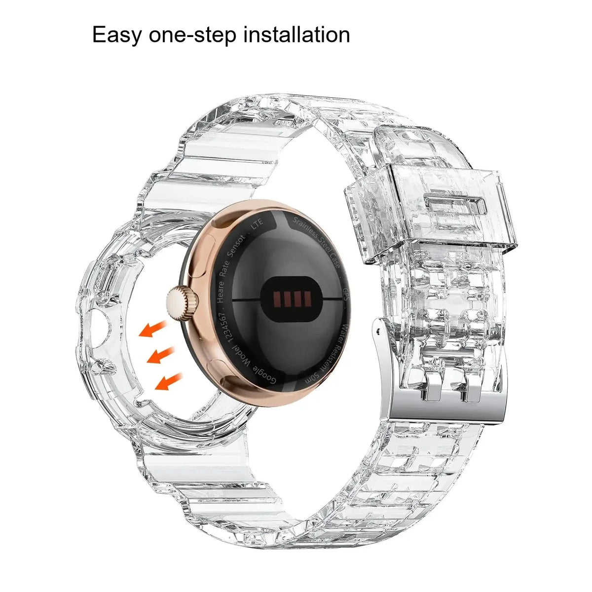 Google Pixel Watch 3, 2 & 1 41mm Clear TPU Band with Built-In Case