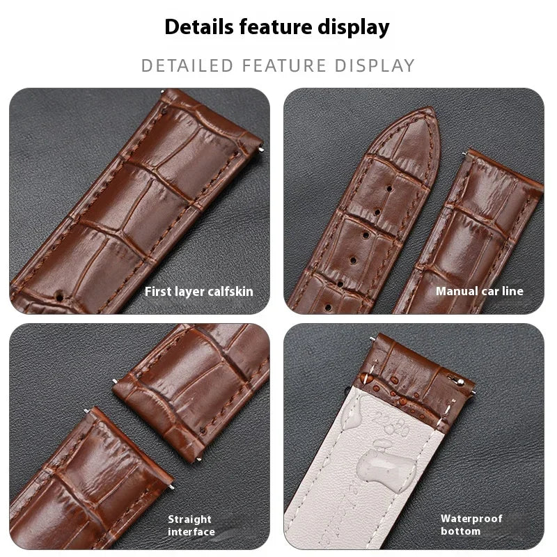 Samsung Galaxy Watch 7, 6, 5, 4 & FE Croc-Embossed Leather Band