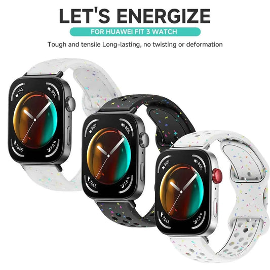 Sport Silicone Watch Band for Huawei Watch Fit 3 / Fit 2 / Fit 1 – Stamp Pattern