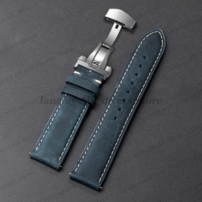 OnePlus Smartwatch Genuine Leather Band - Brown Butterfly Buckle Strap