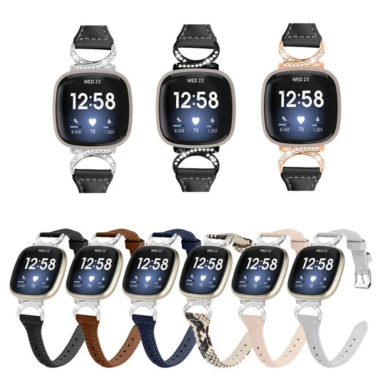 Fitbit Versa 4, Versa 3, Sense 2 & Sense Sparkly D-Link Leather Band