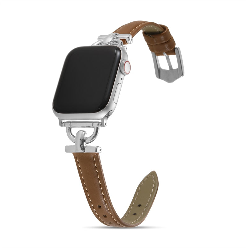Apple Watch Leather Slim Strap Series 11/10/9/8/7/6/5/4/ SE / Ultra 1/2/3