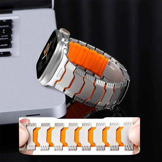 Mecha Style Titanium Apple Watch Band – Metal Bracelet | Ultra 1/2/3 & Series 11/10/9/8/7/6/SE | 42–49mm