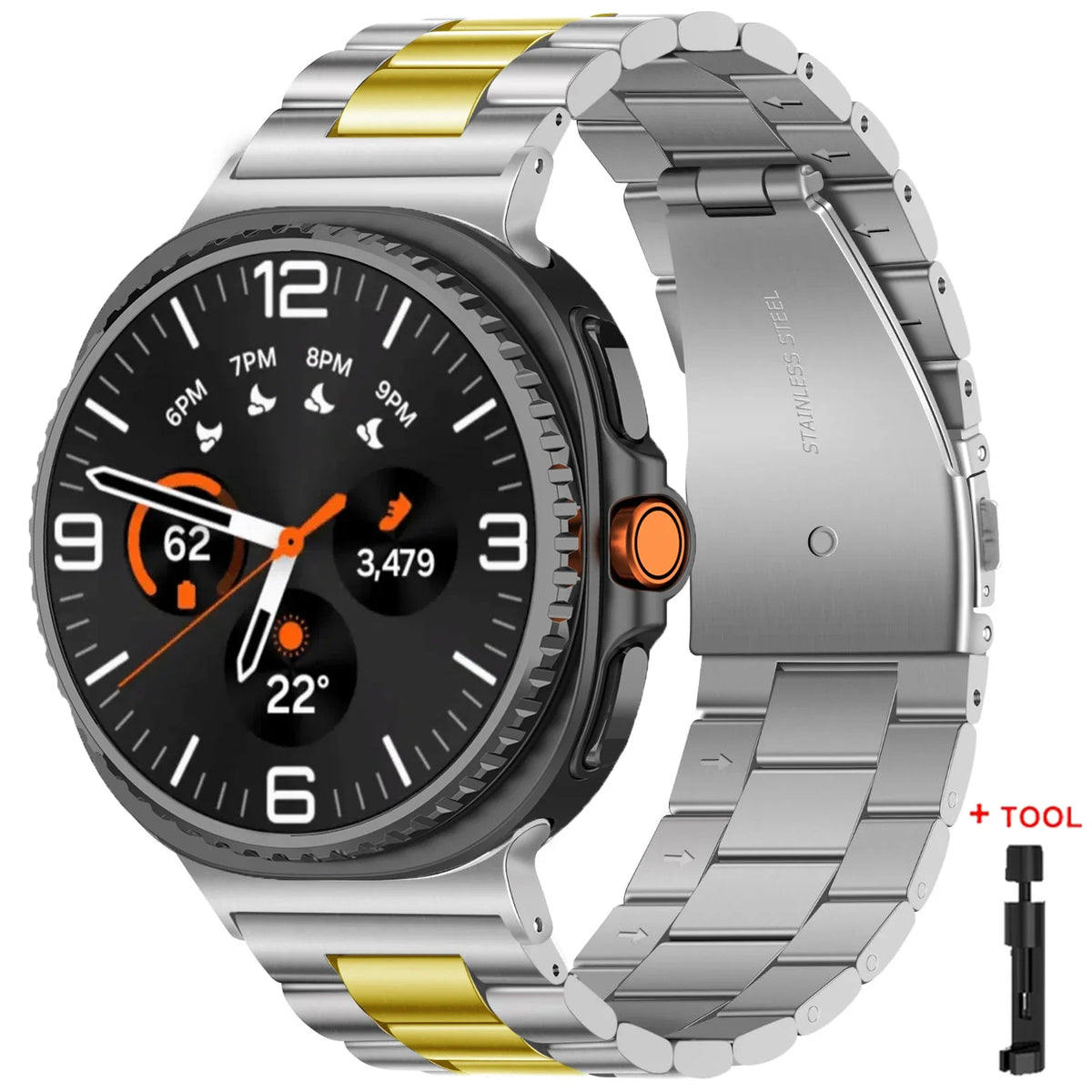 Original Adapter Stainless Steel Band for Samsung Galaxy Watch 8 & 9 / 8 Classic / Ultra 47mm – Metal Bracelet