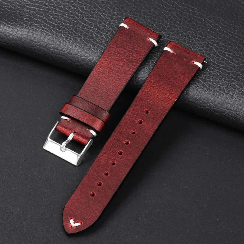 Amazfit Balance, GTR, GTS & Bip Waxed Leather Band, Accent Stitches