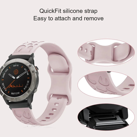 Garmin QuickFit 22/26mm Embossed Silicone Band with Tuck Closure