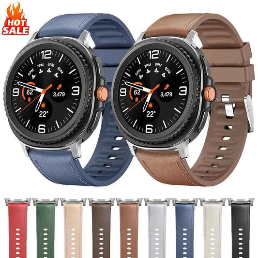 Samsung Galaxy Watch Leather Silicone Band | Watch 9 & 8 40mm 44mm / Watch 8 Classic 46mm Connector Strap