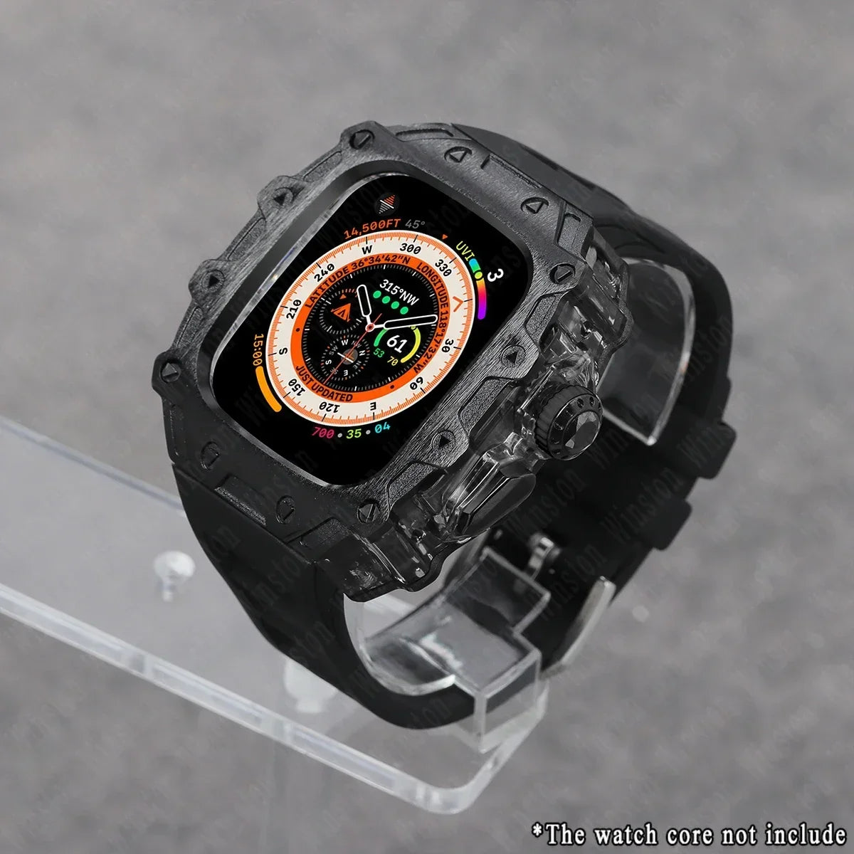 Luxury Modification Kit for Apple Watch Ultra 2/1 49MM – Stainless Steel Case & Rubber Strap