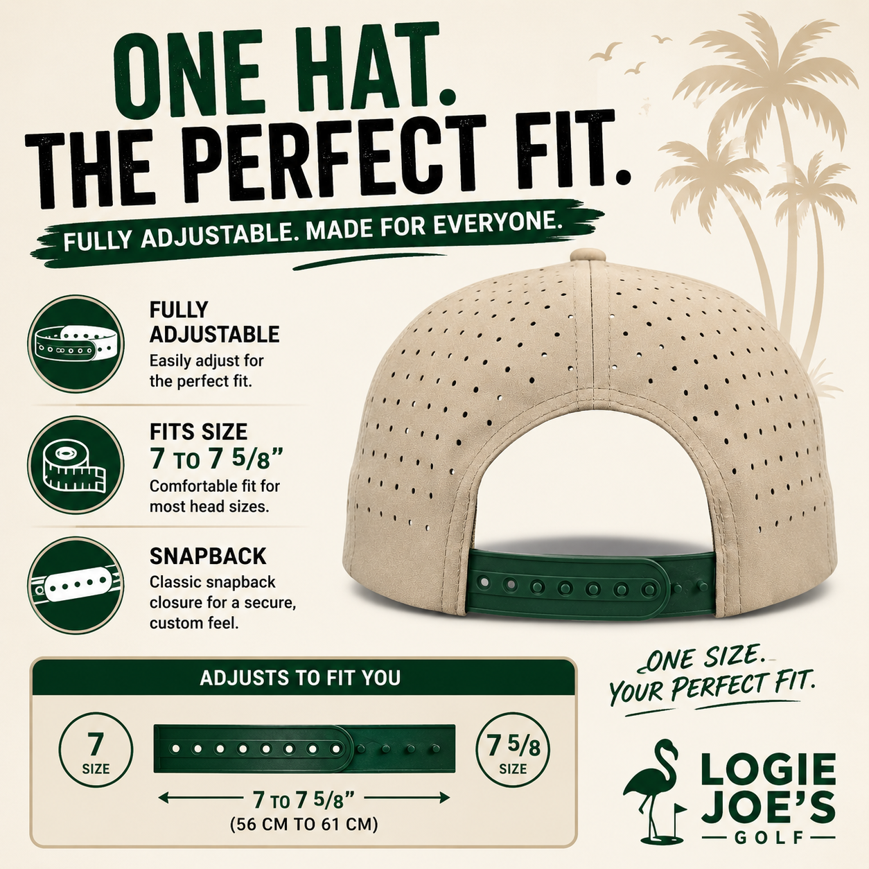 Albatross Golf Hat | Snapback Cap | Built-in Magnetic Ball Marker Holder + Marker Included | Adjustable | Bird