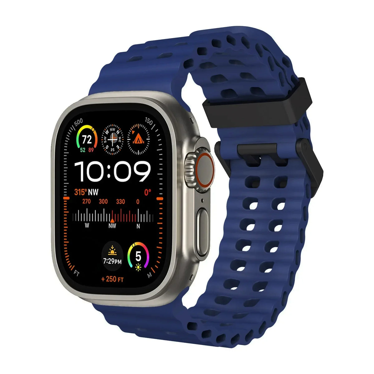 Ocean Sport Silicone Strap for Apple Watch Ultra 1/2/3 49mm – Series 11/10/9/8/7/6/SE/5 46/45/44/42mm