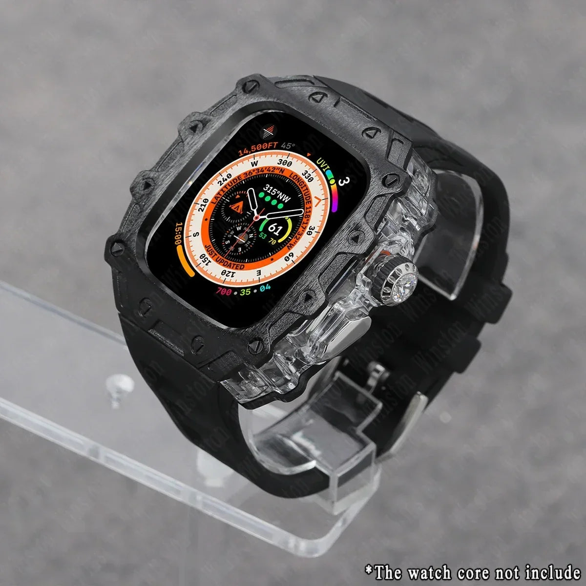 Luxury Modification Kit for Apple Watch Ultra 2/1 49MM – Stainless Steel Case & Rubber Strap