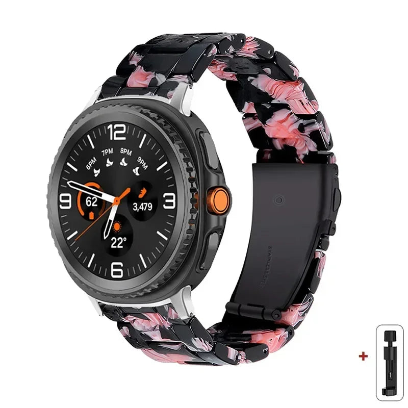 Samsung Galaxy Resin Link Watch Band - Tortoise Women Watch8/Watch8 Classic/Watch9 Ultra/Ultra2