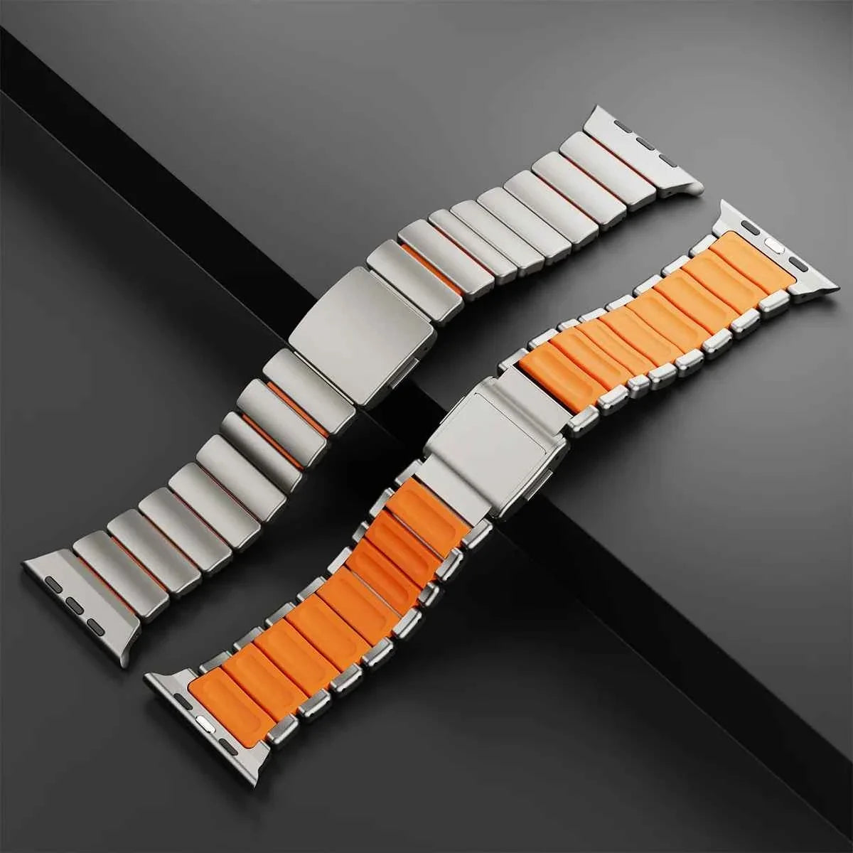 Stainless Steel + Silicone Magnetic Apple Watch Band – Series 11/10/9/8/7/6/SE & Ultra 1/2/3 | 44–49mm