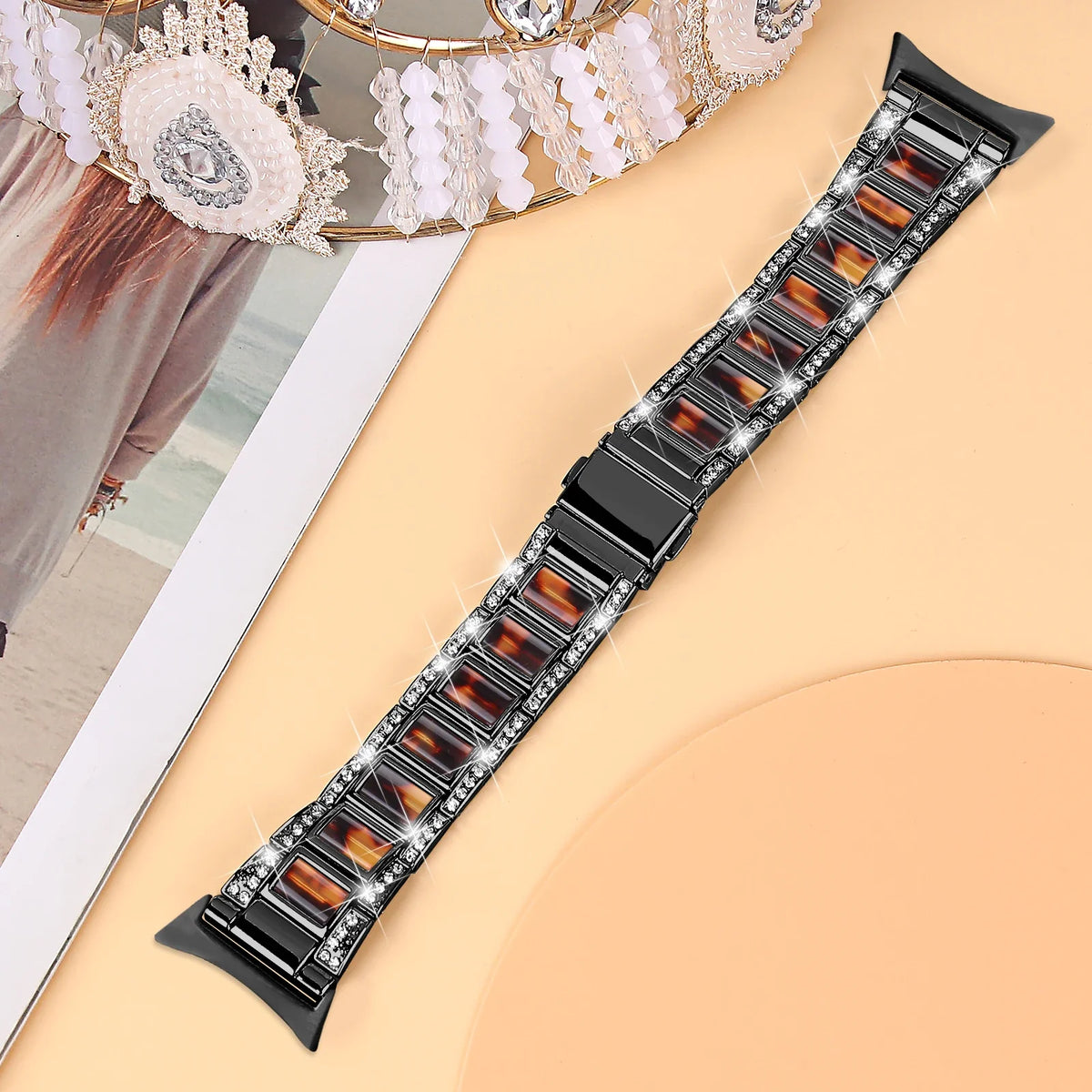 Google Pixel Watch 5, 4 & 3 41mm Resin Inlay Link Bracelet Band