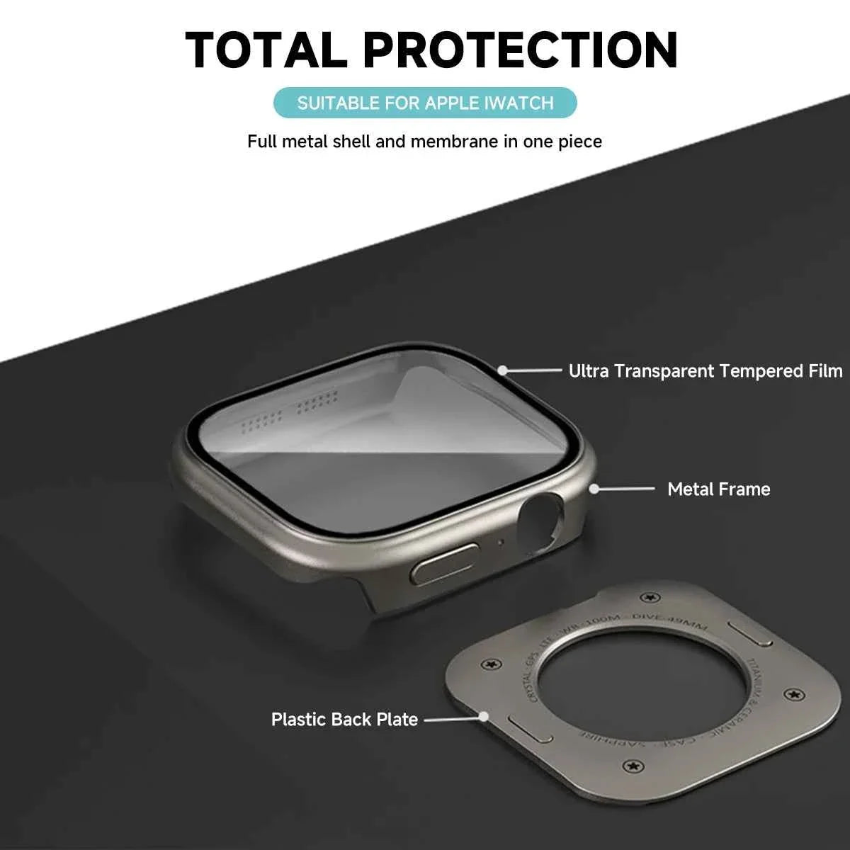 Metal Full-Cover Apple Watch Case for Series 4-12, SE & Ultra