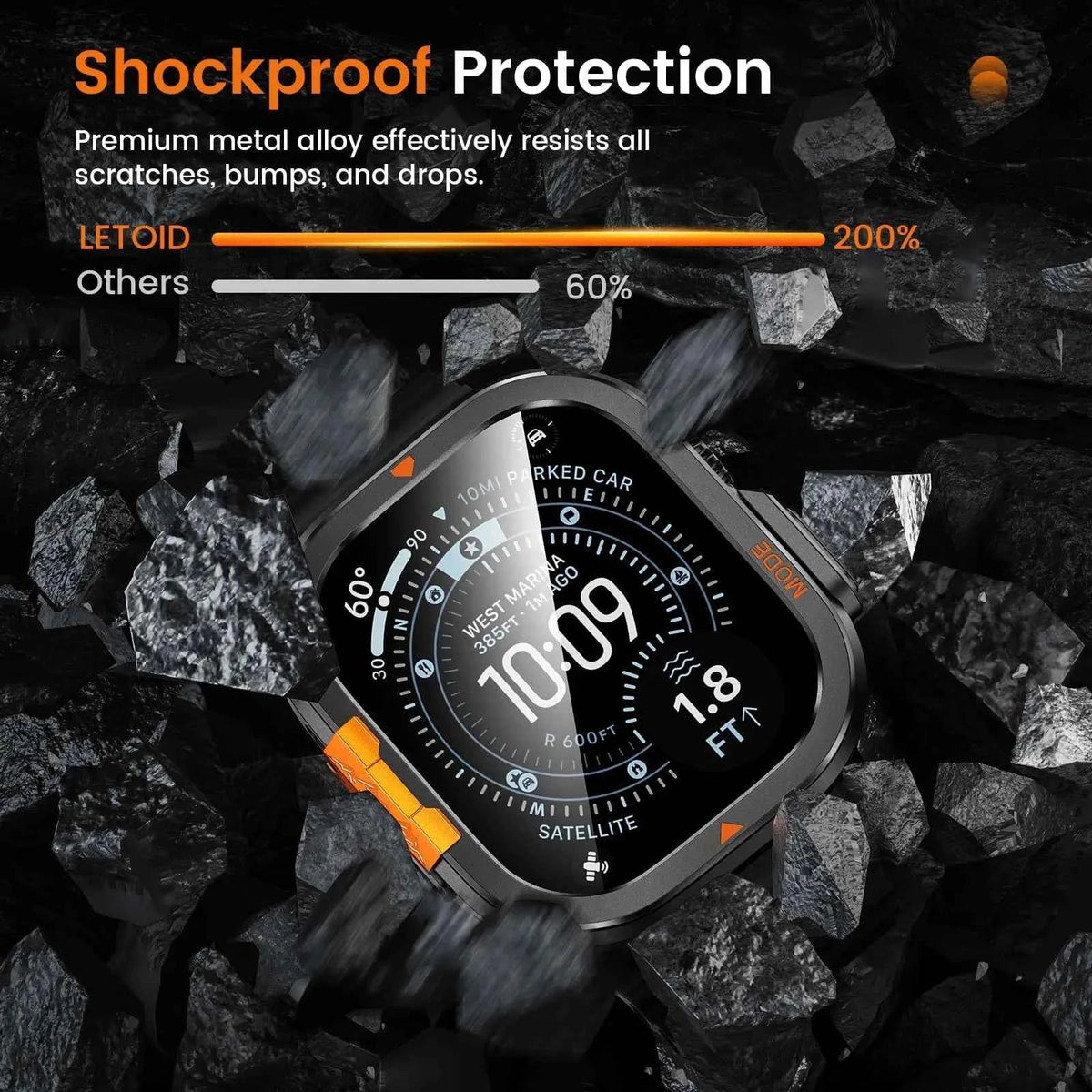 Tempered Glass Screen Protector + Metal Case for Apple Watch Ultra 1/2/3 – 49mm Hard PC Bumper Cover