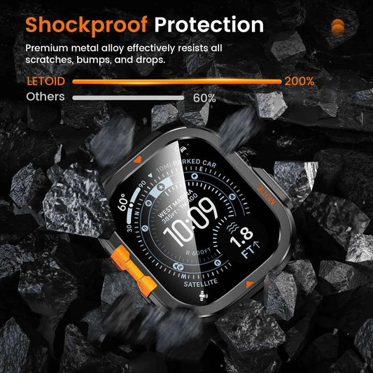 Tempered Glass Screen Protector + Metal Case for Apple Watch Ultra 1/2/3 – 49mm Hard PC Bumper Cover
