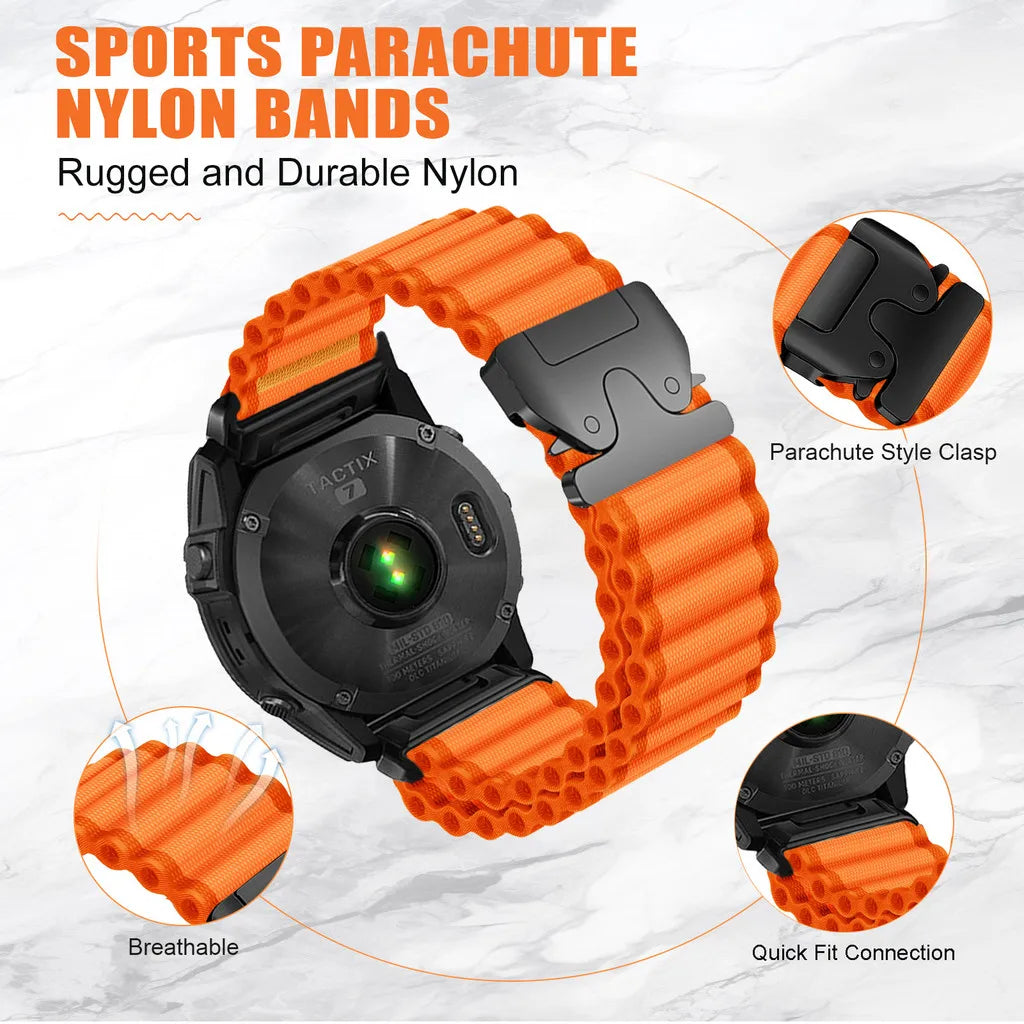 Garmin QuickFit 20/22/26mm Parachute Nylon Band with Hook Buckle
