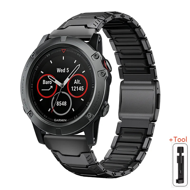Garmin QuickFit 22/26mm Two-Tone Metal Link Band with Magnetic Clasp