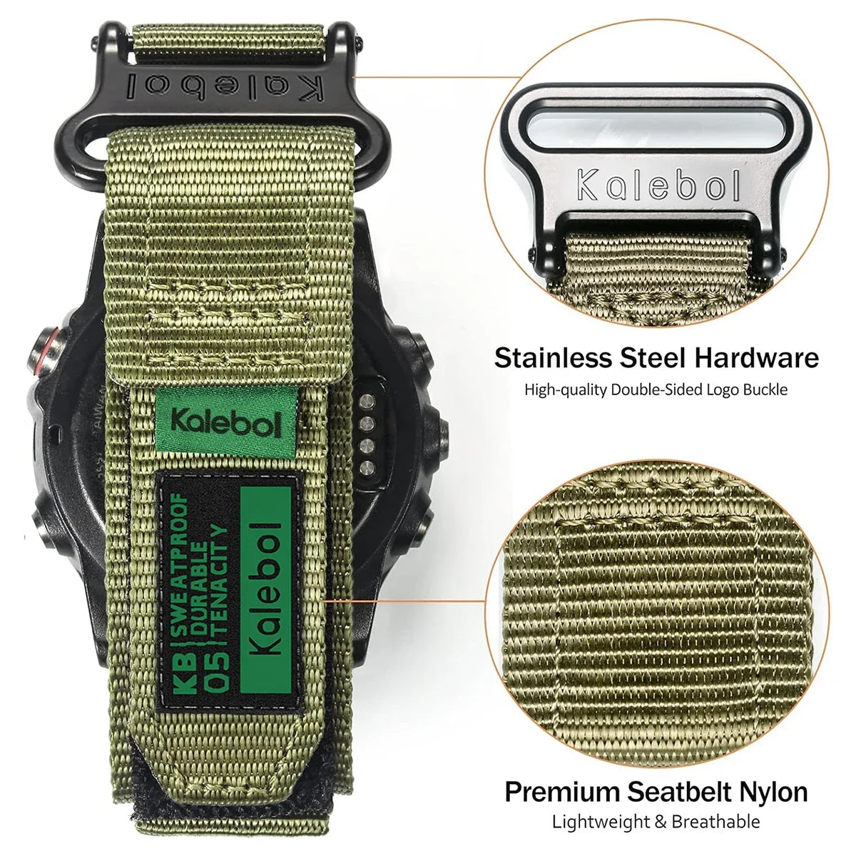 Garmin QuickFit 22/26mm Nylon Loop Band with Text Patch