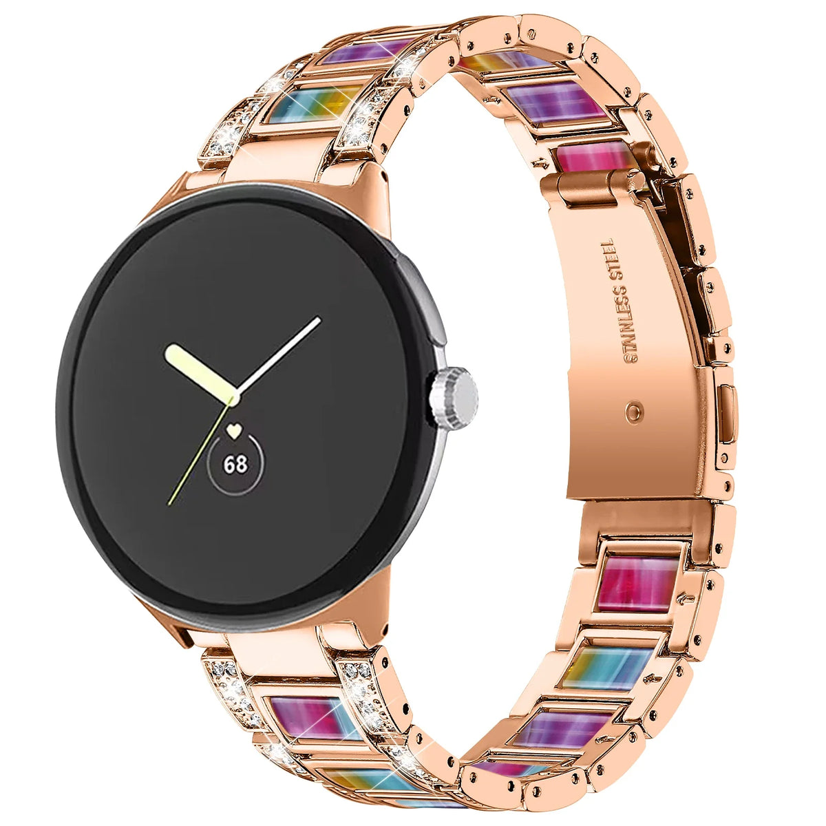Google Pixel Watch 5, 4 & 3 41mm Resin Inlay Link Bracelet Band