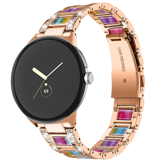 Google Pixel Watch 5, 4 & 3 41mm Resin Inlay Link Bracelet Band