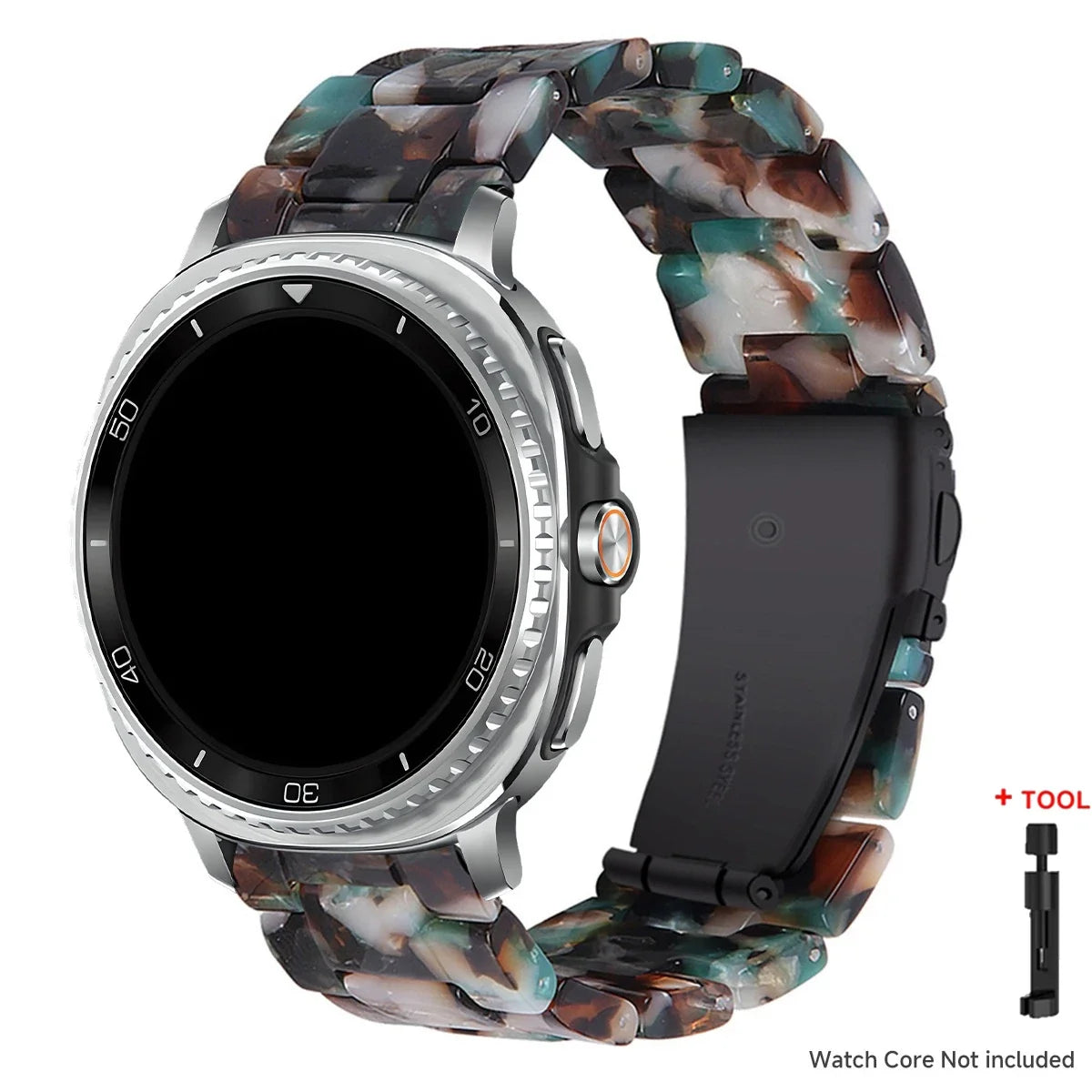 Samsung Galaxy Resin Link Watch Band - Tortoise Women Watch8/Watch8 Classic/Watch9 Ultra/Ultra2