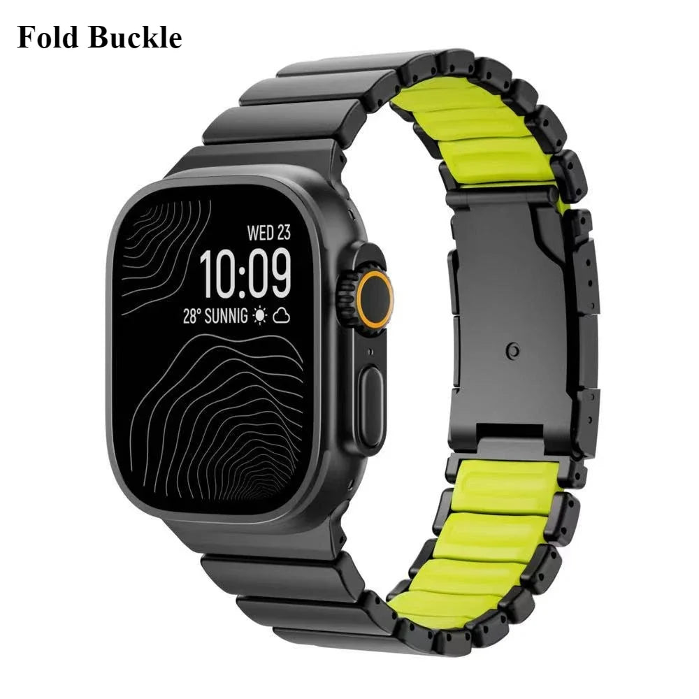 Titanium & Rubber Band for Apple Watch Series 1–12, SE & Ultra 1–4