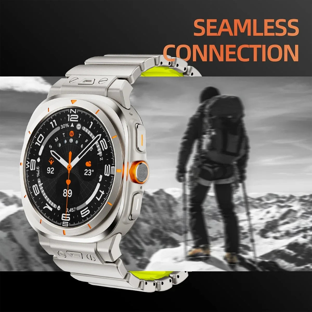 Samsung Galaxy Watch Ultra/Ultra2 Stainless Steel & Silicone Magnetic Band