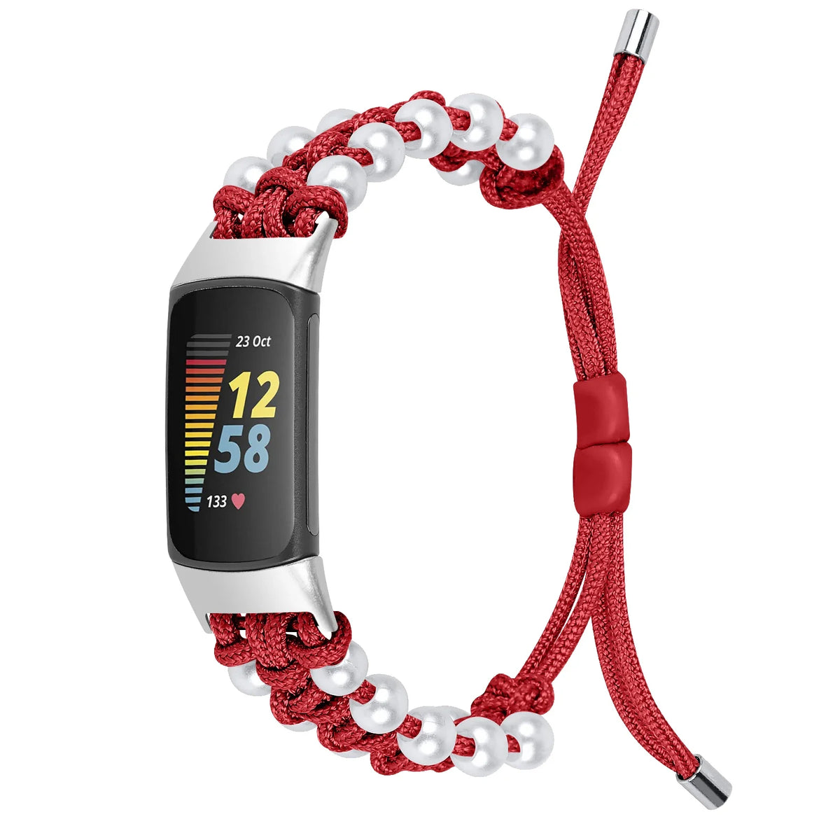 Fitbit Charge 6, 5, 4, 3 & 2 Braided Rope Band with Pearl-Style Beads