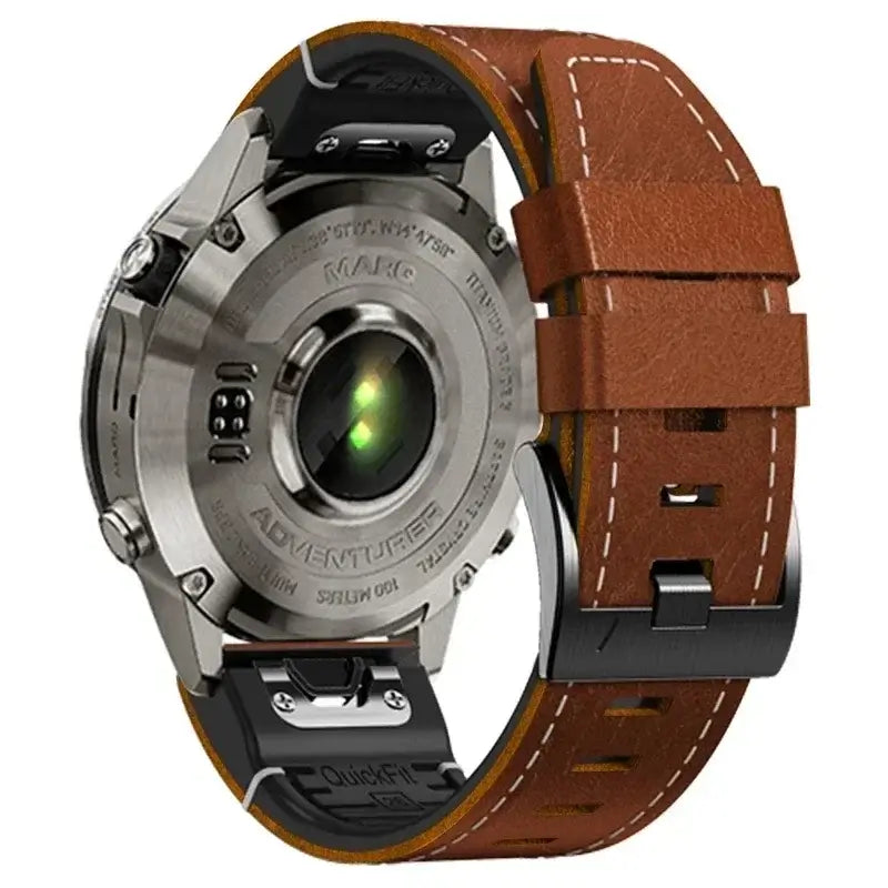 Garmin QuickFit 22/26mm Leather and Silicone Hybrid Band