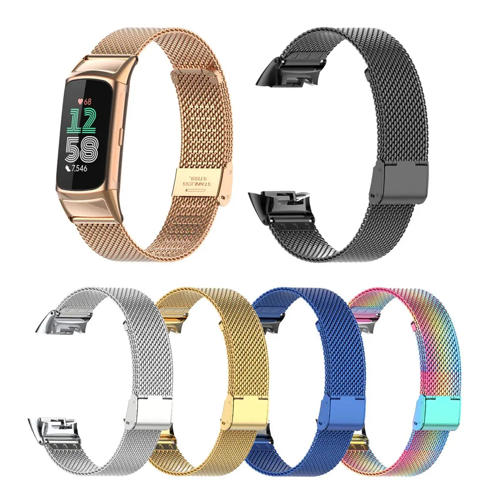 Fitbit Charge 5 & 6 Stainless Steel Mesh Band with Clasp